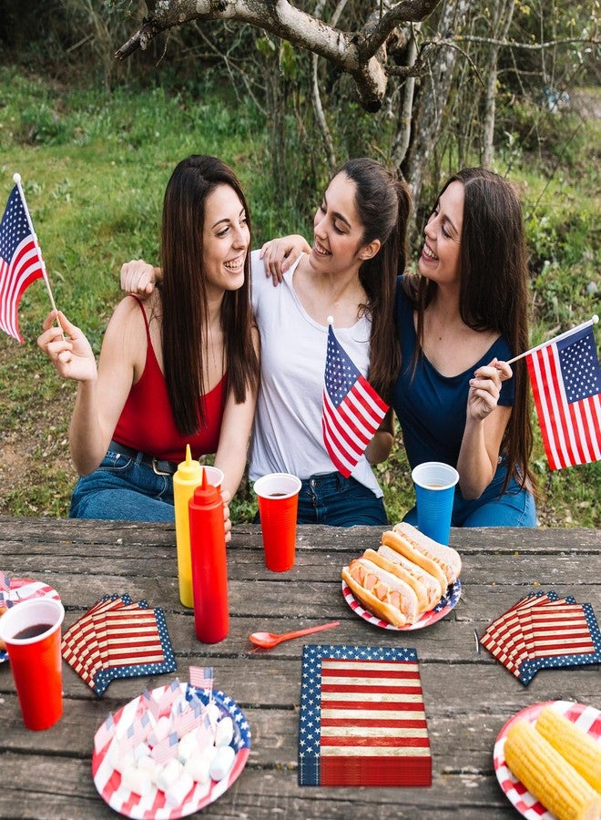 Merriva 50 Count American Flag Paper Napkins, Disposable Patriotic Party Cocktail Napkins for 4th of July, Memorial Day, Veterans Day, Independence Day BBQ, Military Homecoming, and Picnic Table Decorations - Image 3